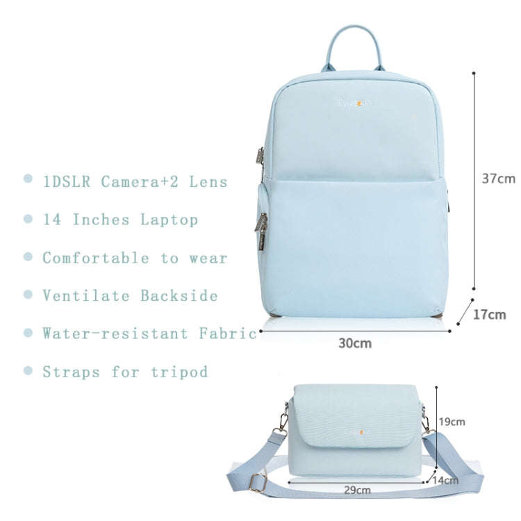 Cwatcun D75 Camera Backpacks Large Shockproof Cameras Lens Bags, Size:37 x 30 x 17cm(Blue)