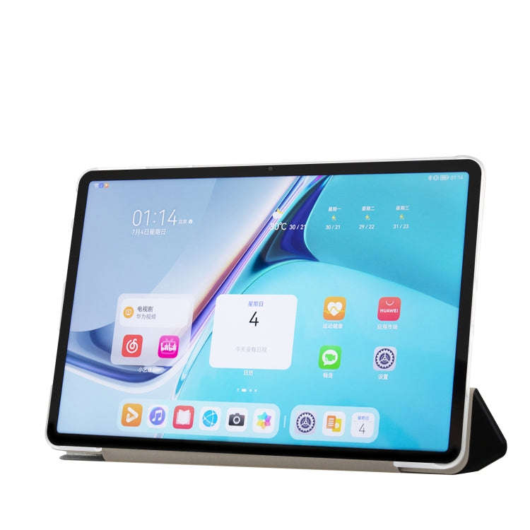 For Huawei MatePad Pro 11 2022 Silk Texture Leather Tablet Case with Three-folding Holder(Black)