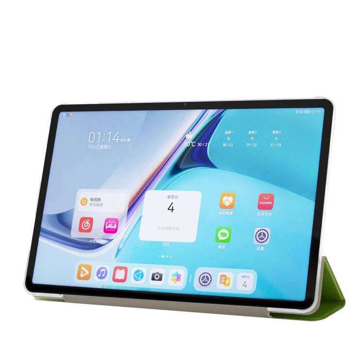 For Huawei MatePad Pro 11 2022 Silk Texture Leather Tablet Case with Three-folding Holder(Green)