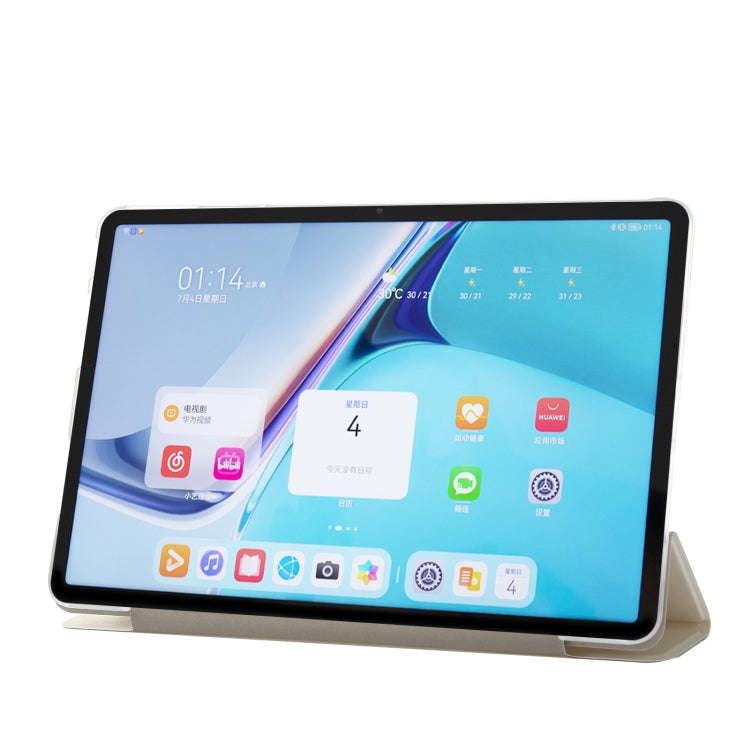 For Huawei MatePad Pro 11 2022 Silk Texture Leather Tablet Case with Three-folding Holder(White)