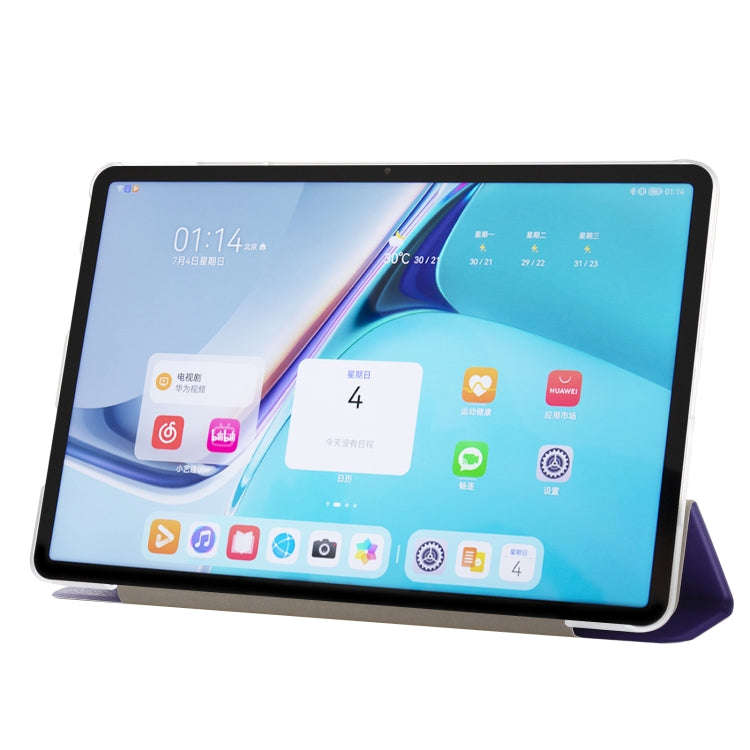 For Huawei MatePad Pro 11 2022 Silk Texture Leather Tablet Case with Three-folding Holder(Dark Pu...