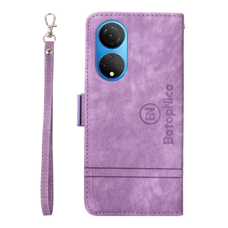 For Honor X7 BETOPNICE Dual-side Buckle Leather Phone Case(Purple)