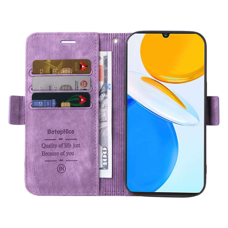 For Honor X7 BETOPNICE Dual-side Buckle Leather Phone Case(Purple)