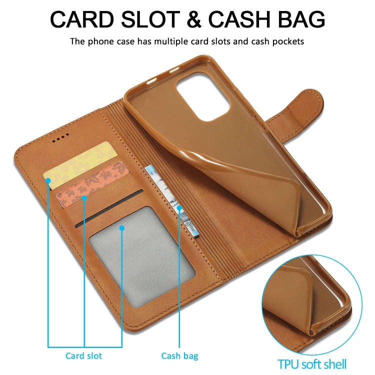 For Xiaomi Redmi Note 11E 5G LC.IMEEKE Calf Texture Leather Phone Case(Brown)