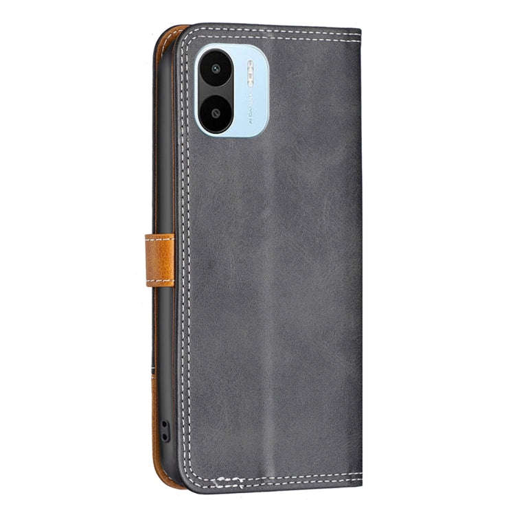 For Xiaomi Redmi A1/A1+ Color Matching Double Sewing Thread Leather Phone Case(Black)