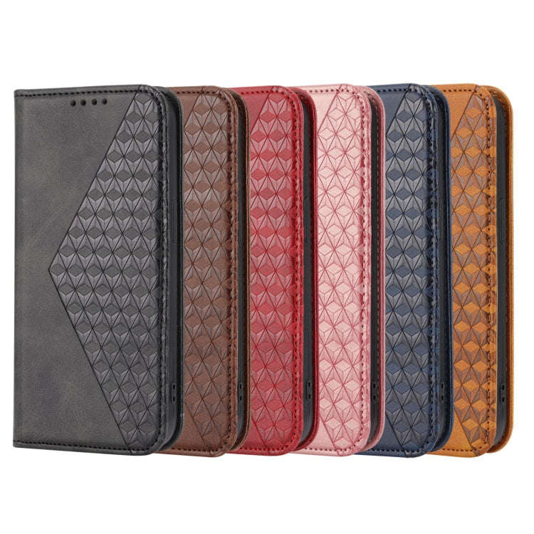 For Sony Xperia 10 IV Cubic Grid Calf Texture Magnetic Closure Leather Phone Case(Rose Gold)