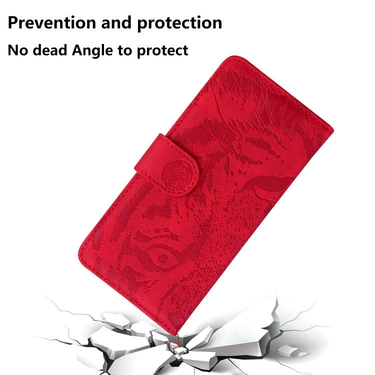For OPPO Reno8 Pro Tiger Embossing Pattern Flip Leather Phone Case(Red)