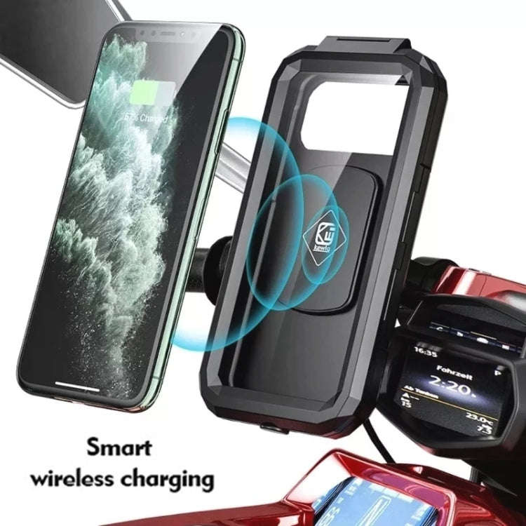 Kewig M18S-A1 Motorcycle / Bicycle Handlebar Wireless Charging Waterproof Box Mobile Phone Holder