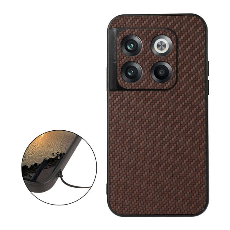 For OnePlus Ace Pro / 10T Carbon Fiber Texture PU Phone Case(Brown)