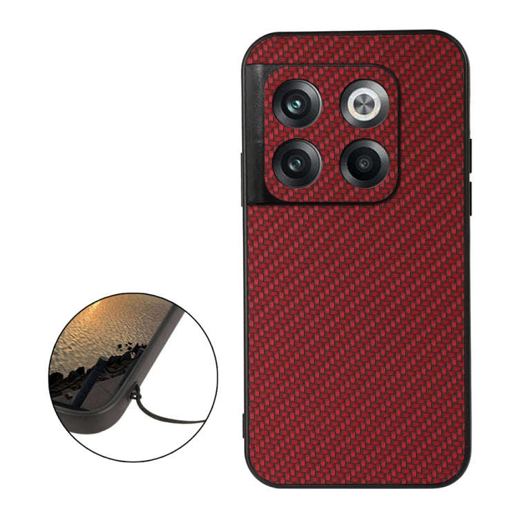 For OnePlus Ace Pro / 10T Carbon Fiber Texture PU Phone Case(Red)