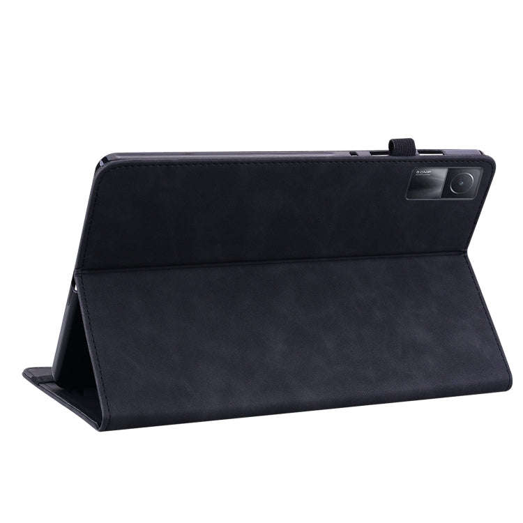 For Xiaomi Redmi Pad Skin Feel Solid Color Zipper Leather Tablet Case(Black)