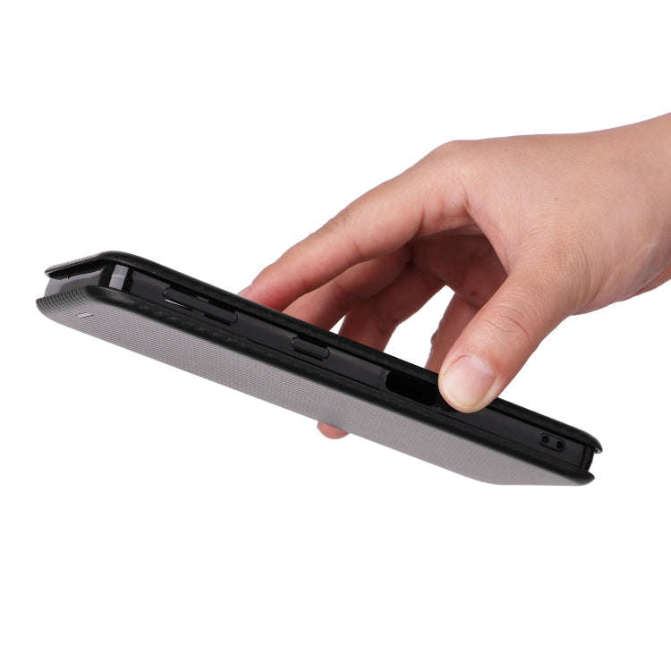 For Sharp Aquos Sense7 Plus Carbon Fiber Texture Flip Leather Phone Case(Black)