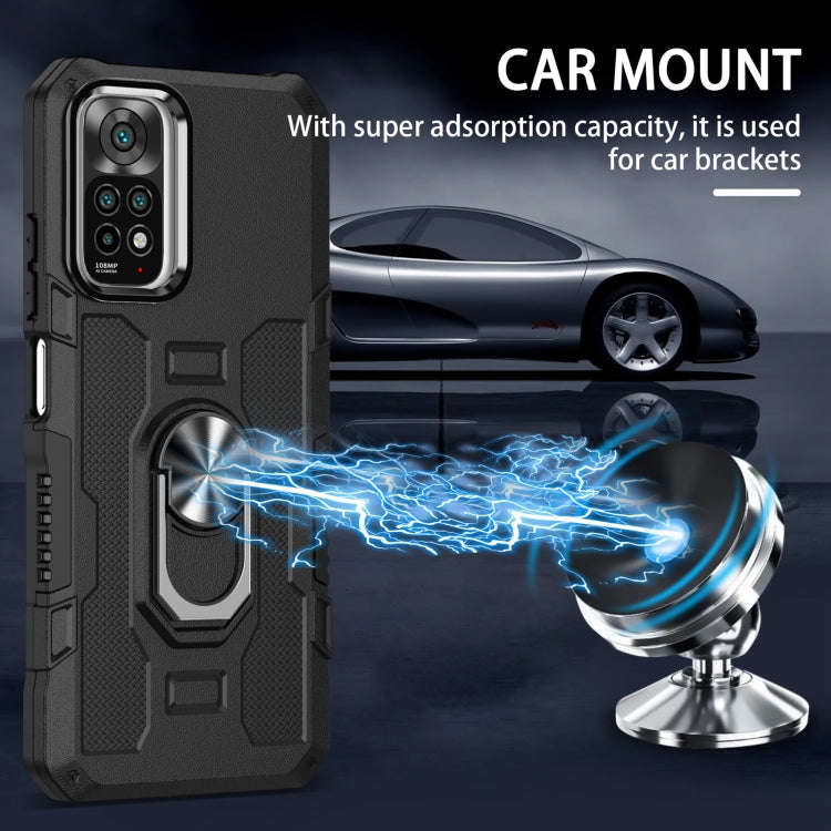 For Xiaomi Redmi Note 11 Global Ring Holder Armor Hybrid Phone Case(Black)
