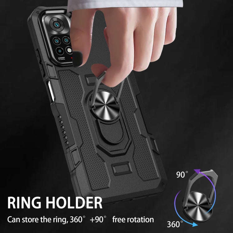 For Xiaomi Redmi Note 11 Global Ring Holder Armor Hybrid Phone Case(Black)