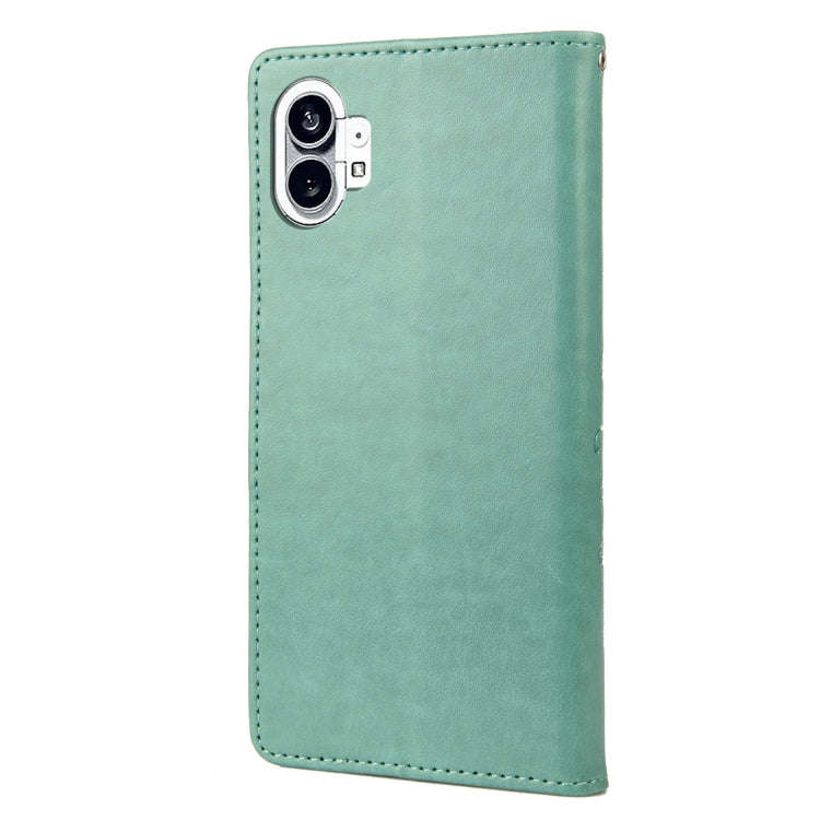For Nothing Phone 1 Butterfly Flower Pattern Flip Leather Phone Case(Green)