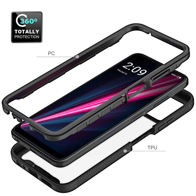 For T-Moblie Revvl 6 Pro 5G Starry Sky Solid Color Shockproof TPU Clear PC Phone Case(Frosted Pink)