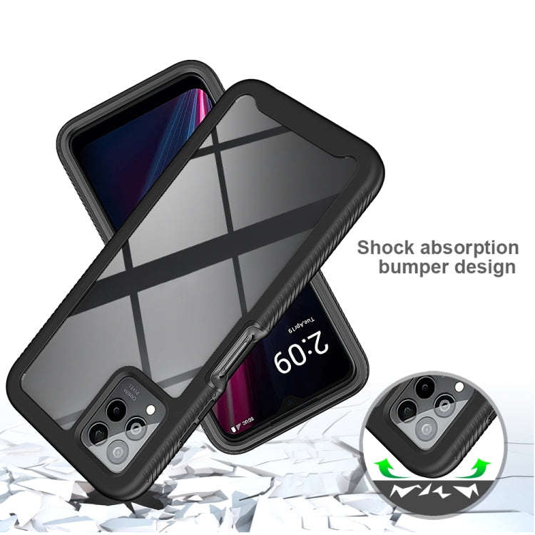 For T-Moblie Revvl 6 Pro 5G Starry Sky Solid Color Shockproof TPU Clear PC Phone Case(Frosted Pink)
