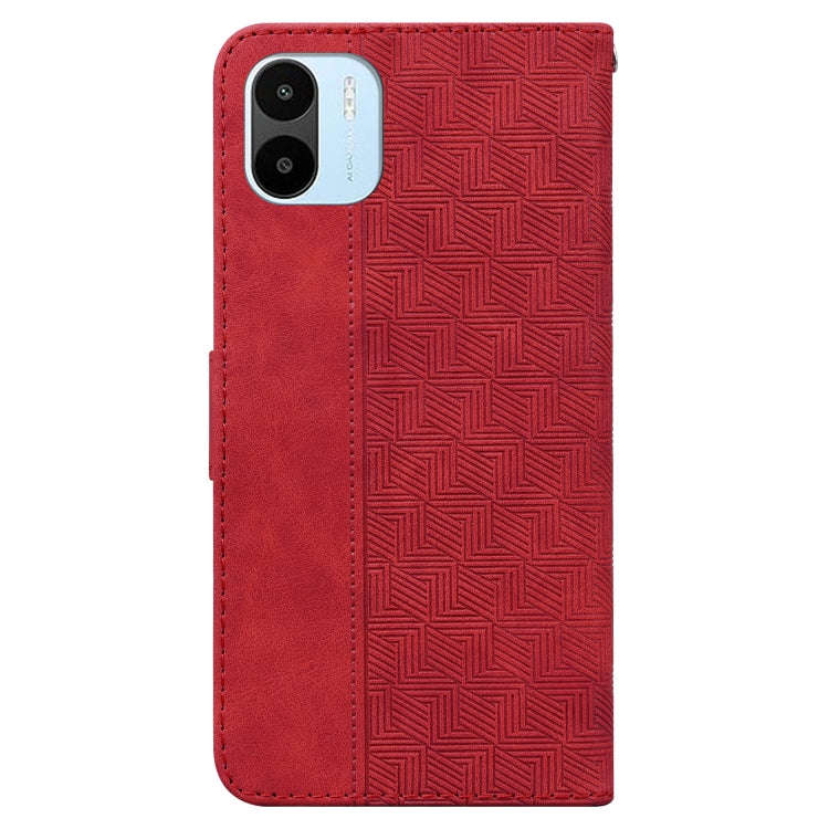For Xiaomi Redmi A1 Geometric Embossed Flip Leather Phone Case(Red)