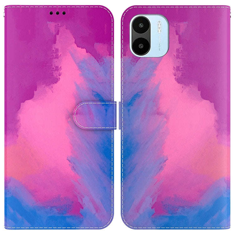 For Xiaomi Redmi A1 Watercolor Pattern Flip Leather Phone Case(Purple Red)