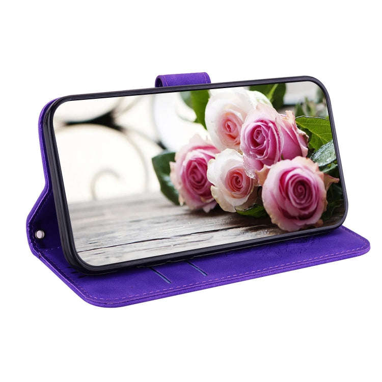 For Tecno Camon 19 Neo Butterfly Rose Embossed Leather Phone Case(Purple)