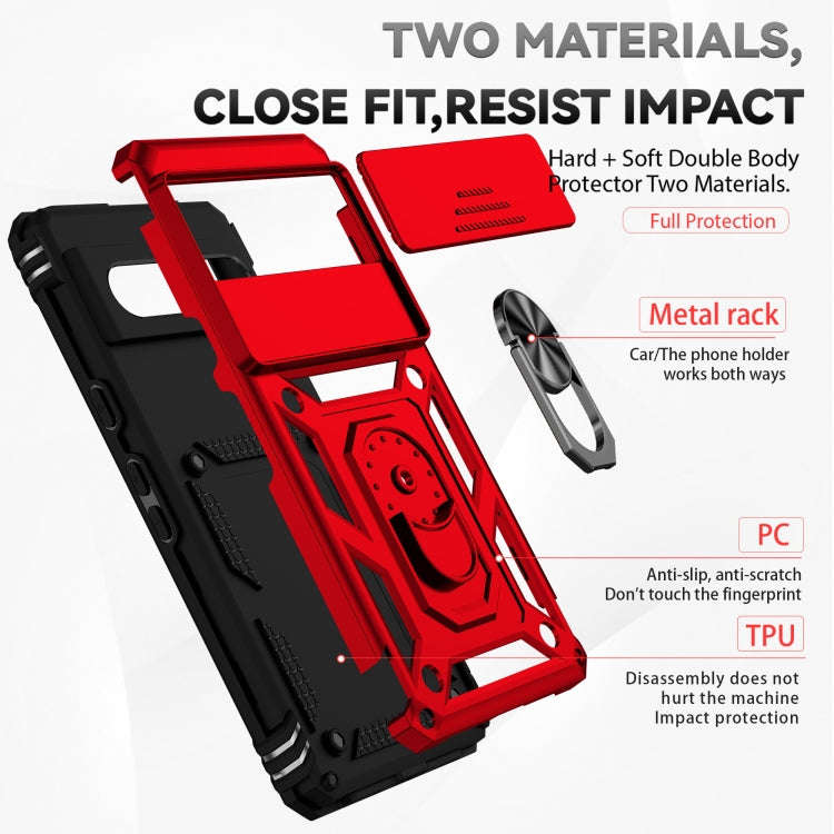 For Google Pixel 7 5G Sliding Camshield Holder Phone Case(Red)