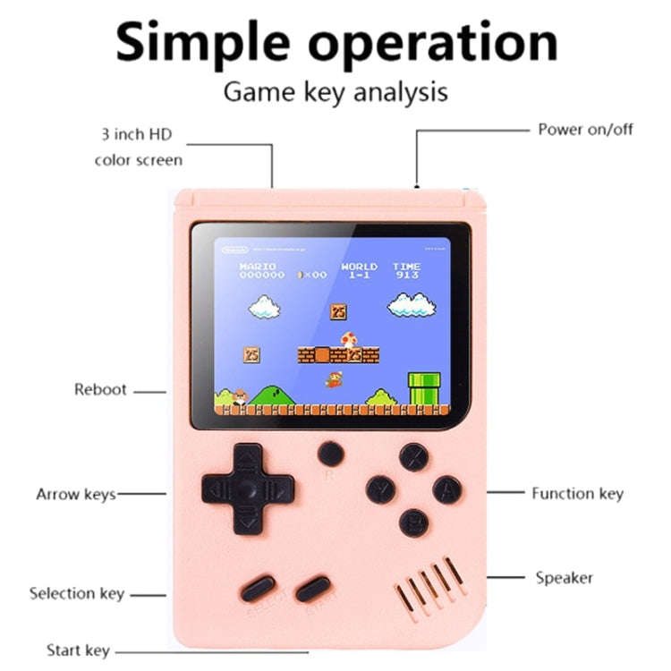 MK800 Doubles 3.0 inch Macaron Mini Handheld Game Console Built-in 800 Games(Green)