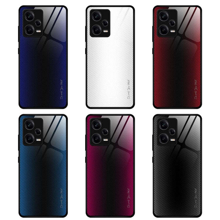For Xiaomi Redmi Note 12 Pro 5G China Texture Gradient Glass TPU Phone Case(Red)