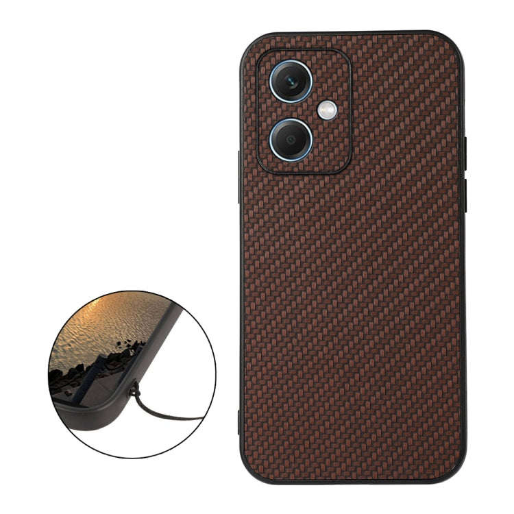 For Xiaomi Redmi Note 12 China Carbon Fiber Texture Shockproof Protective Phone Case(Brown)