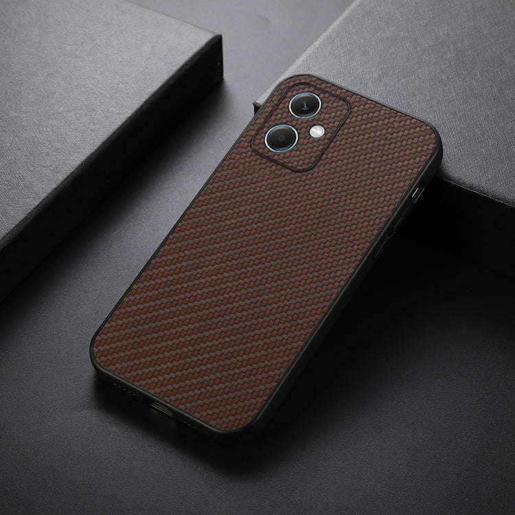 For Xiaomi Redmi Note 12 China Carbon Fiber Texture Shockproof Protective Phone Case(Brown)