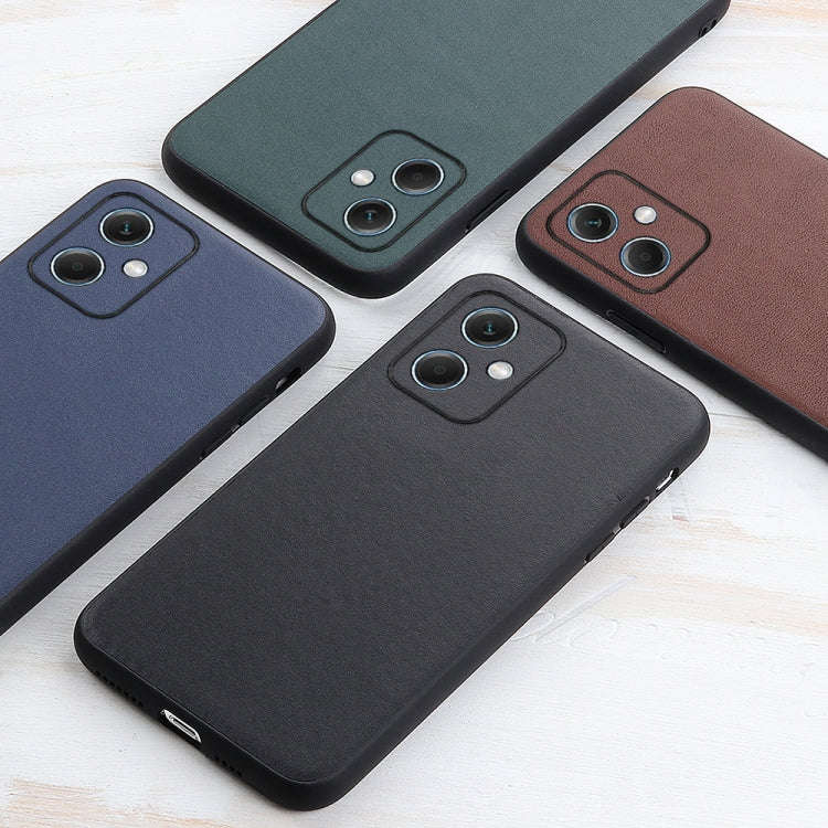 For Xiaomi Redmi Note 12 China Sheep Texture Genuine Leather Shockproof Phone Case(Brown)