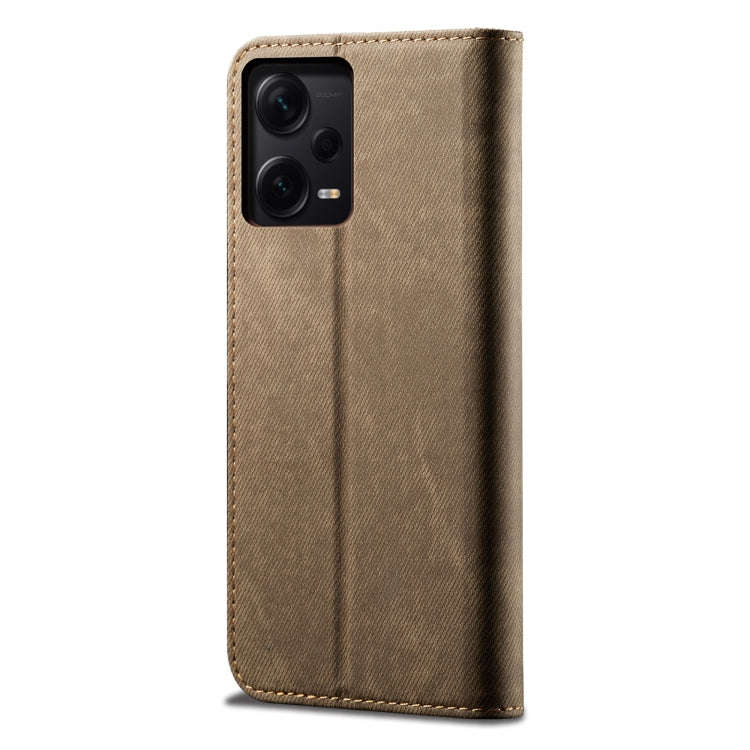 For Xiaomi Redmi Note 12 Pro 5G China Denim Texture Leather Phone Case(Khaki)