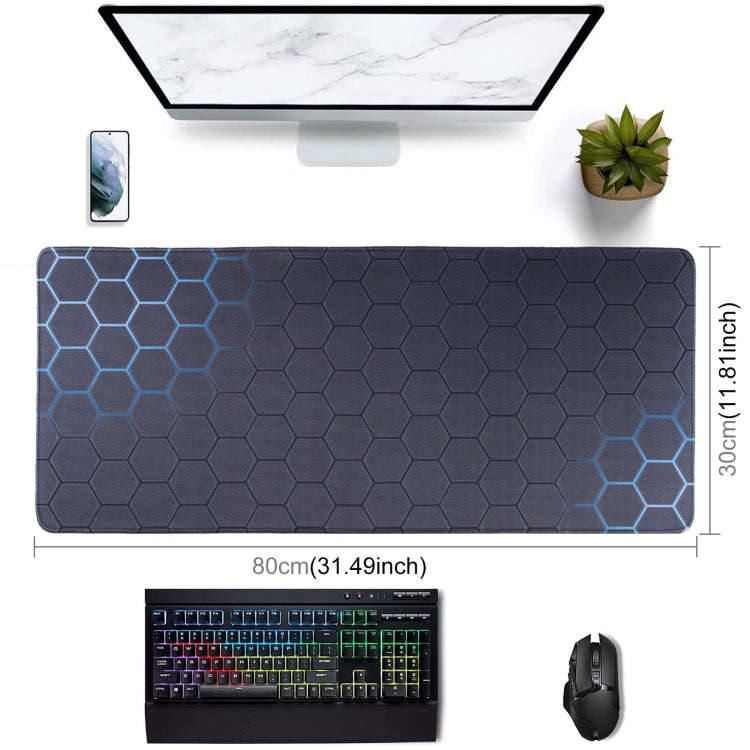 Anti-Slip Rubber Cloth Surface Game Mouse Mat Keyboard Pad, Size:80 x 30 x 0.2cm(Blue Honeycomb)
