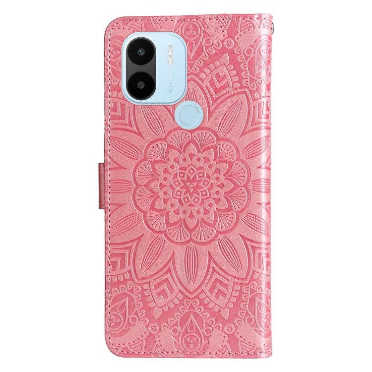For Xiaomi Redmi A1+ Embossed Sunflower Leather Phone Case(Pink)