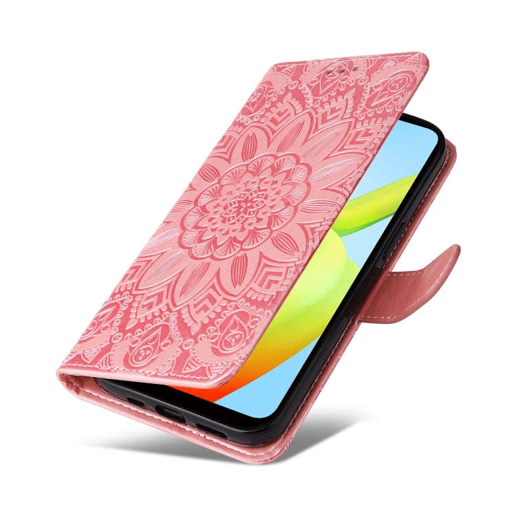 For Xiaomi Redmi A1+ Embossed Sunflower Leather Phone Case(Pink)