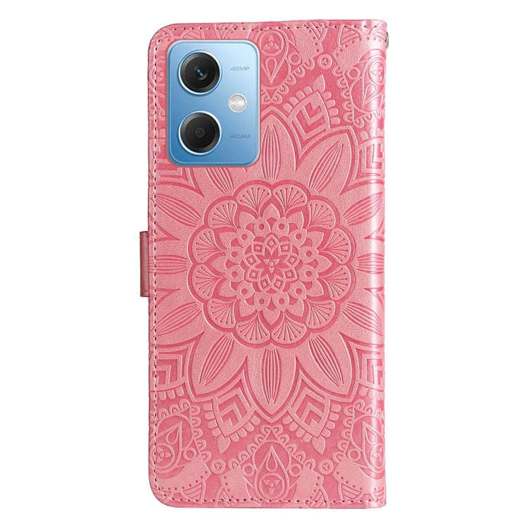 For Xiaomi Redmi Note 12 China Embossed Sunflower Leather Phone Case(Pink)