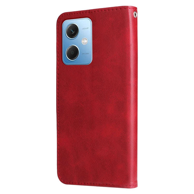 For Xiaomi Redmi Note 12 China Calf Texture Zipper Leather Phone Case(Red)