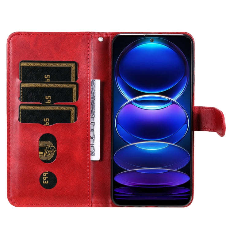 For Xiaomi Redmi Note 12 China Calf Texture Zipper Leather Phone Case(Red)