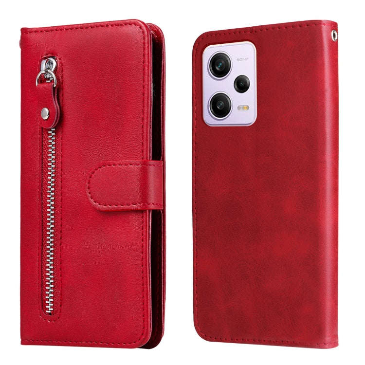 For Xiaomi Redmi Note 12 Pro+ China Calf Texture Zipper Leather Phone Case(Red)