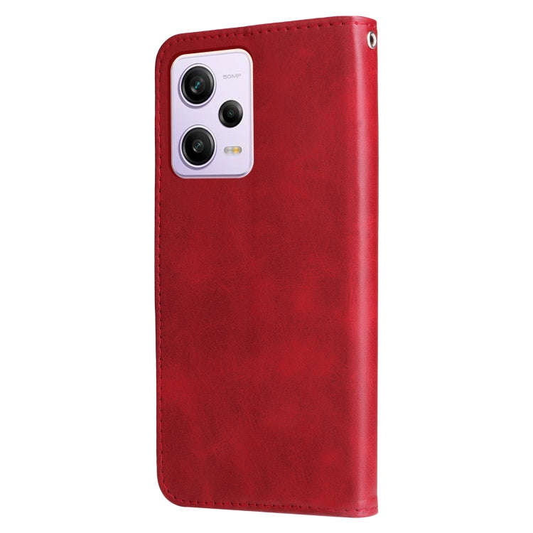 For Xiaomi Redmi Note 12 Pro+ China Calf Texture Zipper Leather Phone Case(Red)
