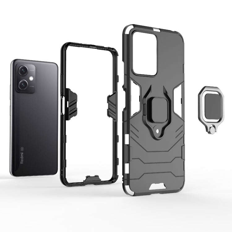 For Xiaomi Redmi Note 12 China PC + TPU Shockproof Protective Phone Case with Magnetic Ring Holde...