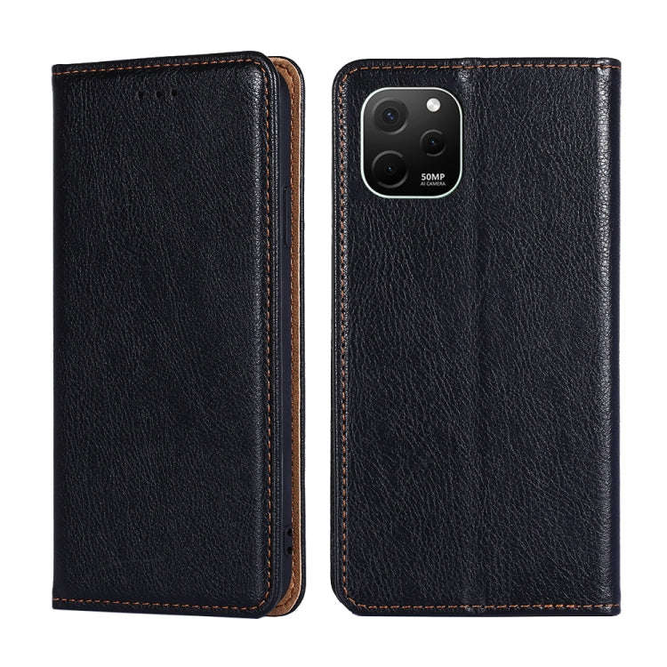 For Huawei nova Y61 Gloss Oil Solid Color Magnetic Leather Phone Case(Black)
