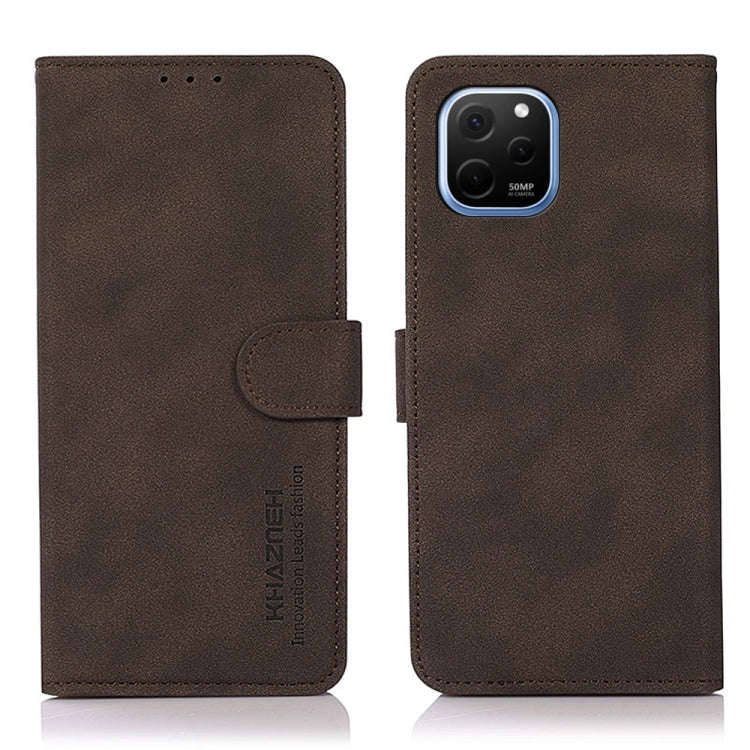 For Huawei Nova Y61 KHAZNEH Matte Texture Leather Phone Case(Brown)