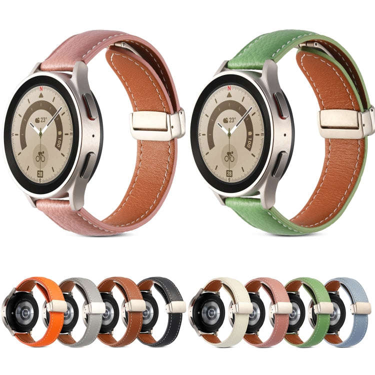 For Coros Pace 2/Coros Apex 42mm Universal Folding Buckle Genuine Leather Watch Band(Beige White)