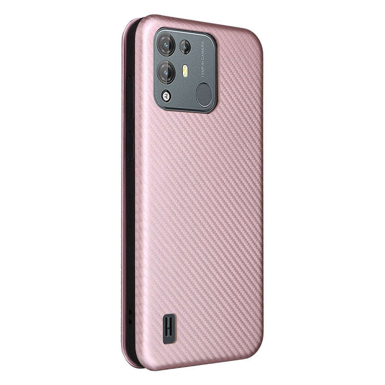 For Blackview A55 Pro Carbon Fiber Texture Horizontal Flip PU Phone Case(Pink)