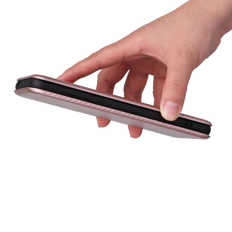 For Blackview A55 Pro Carbon Fiber Texture Horizontal Flip PU Phone Case(Pink)