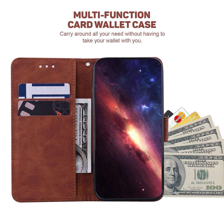 For Xiaomi Redmi A1+ Geometric Embossed Flip Leather Phone Case(Brown)