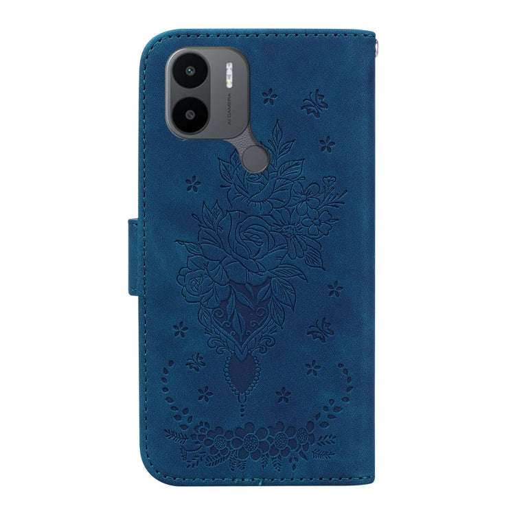 For Xiaomi Redmi A1+ Butterfly Rose Embossed Leather Phone Case(Blue)