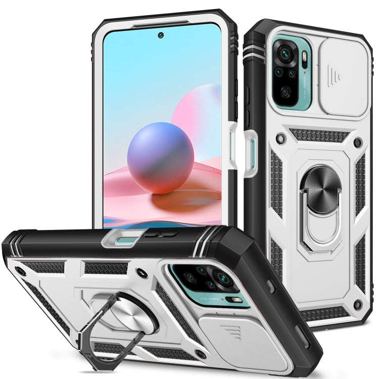 For Xiaomi Redmi Note 10 Sliding Camera Cover TPU + PC Phone Case(White+Black)