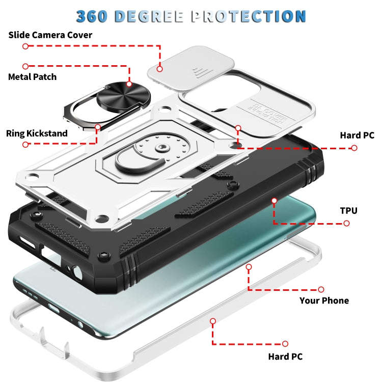 For Xiaomi Redmi Note 10 Sliding Camera Cover TPU + PC Phone Case(White+Black)