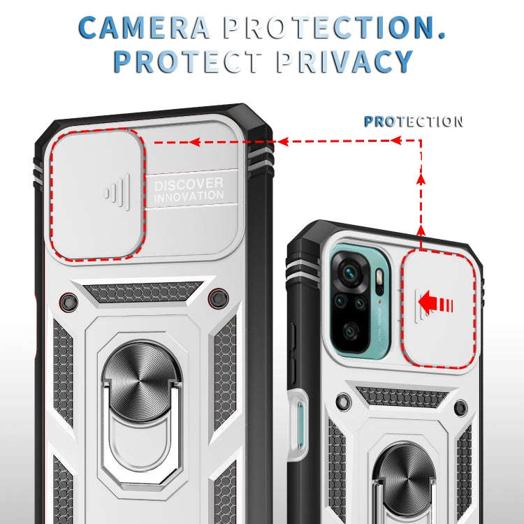 For Xiaomi Redmi Note 10 Sliding Camera Cover TPU + PC Phone Case(White+Black)